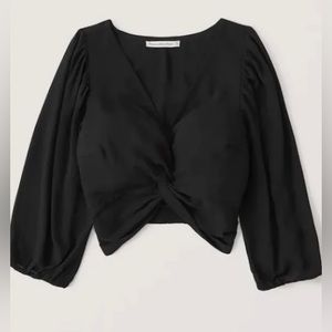 Abercrombie Crop Long Sleeve Top Knot-Front size large